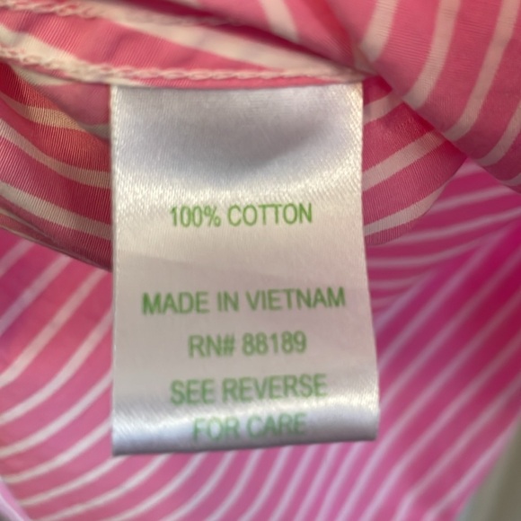 2/$15 3/$20🌹 LILLY PULITZER Button Down Shirt Long Sleeve Stripe Pink-White Sz 2 - Picture 7 of 7